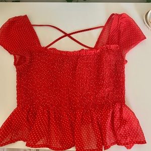 Red Blouse with White Polka Dots